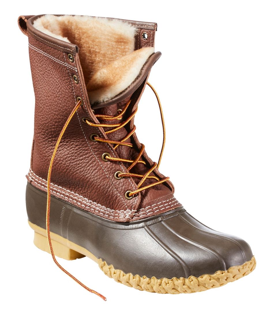 Men's Bean Boots, 10" Shearling-Lined Tumbled Leather L.L.Bean Classic