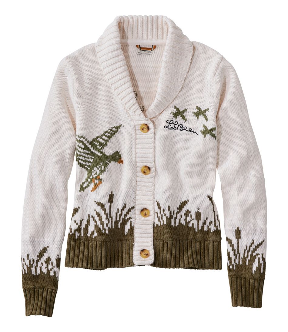 Women's Signature Original Cotton Sweater, Shawl Cardigan Novelty L.L.Bean Featured