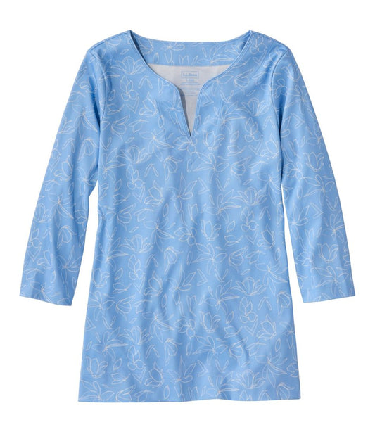 Women's Pima Cotton Tunic, Three-Quarter-Sleeve Splitneck Print L.L.Bean Premium