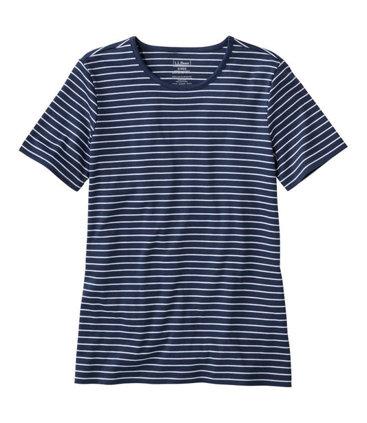 Women's Pima Cotton Tee, Short-Sleeve Crewneck Stripe L.L.Bean Top Pick