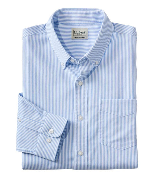 Men's Comfort Stretch Oxford Shirt, Traditional Untucked Fit, Stripe L.L.Bean Essential