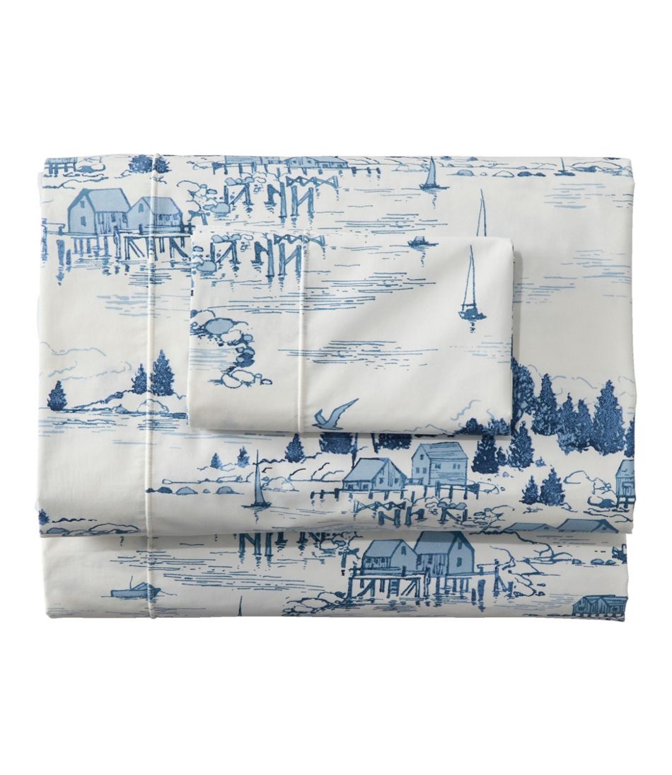 Coastal Landscape Percale Sheet Collection L.L.Bean Premium