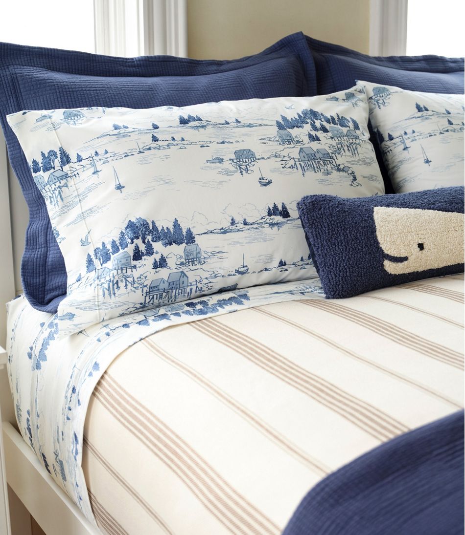 Coastal Landscape Percale Sheet Collection L.L.Bean Premium