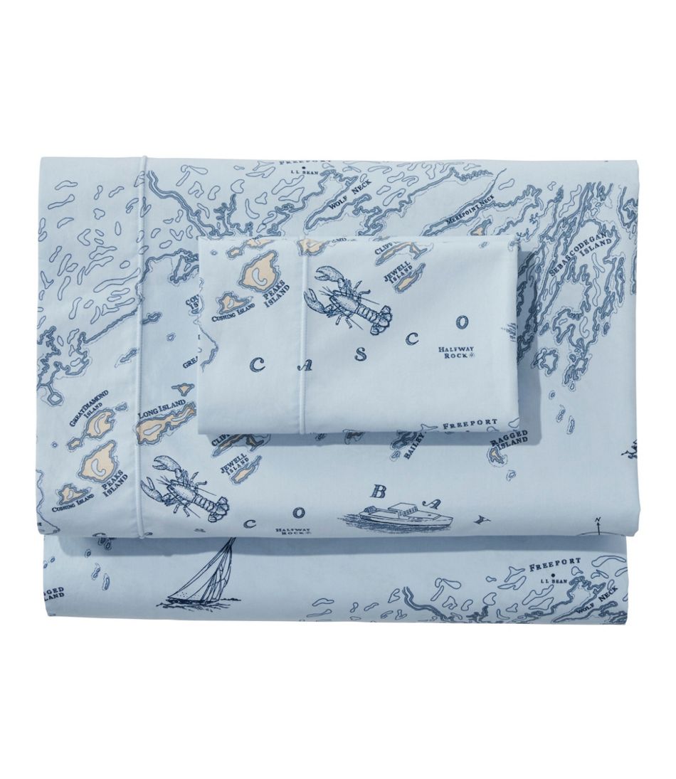 Nautical Map Percale Sheet Collection L.L.Bean Best Seller