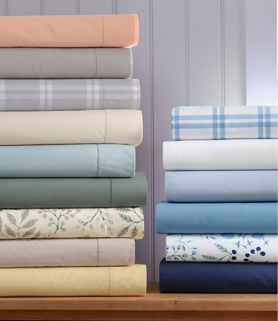 280-Thread-Count Pima Percale Sheet Collection, Windowpane L.L.Bean Top Pick