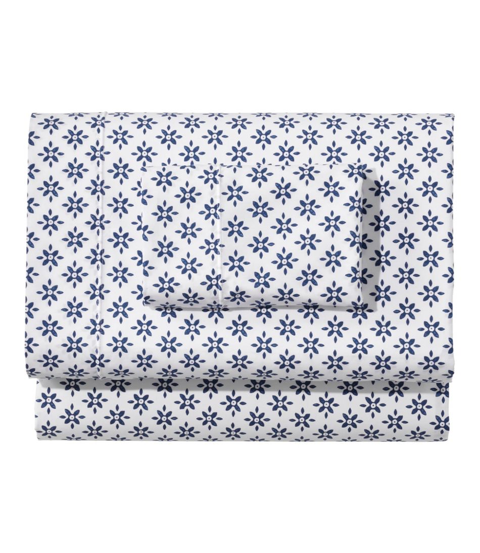 Sunwashed Percale Sheet Collection, Block Floral Print L.L.Bean Trending