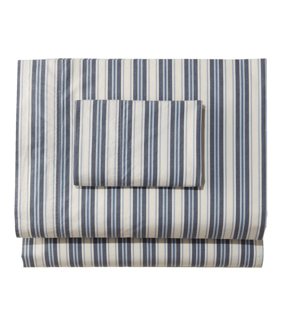 Sunwashed Percale Sheet Collection, Stripe L.L.Bean New