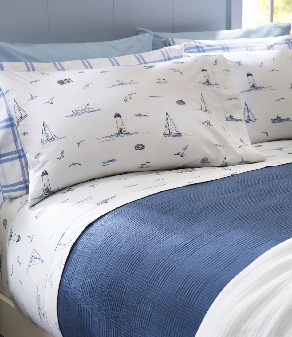 Nautical Boats Percale Sheet Collection L.L.Bean Value