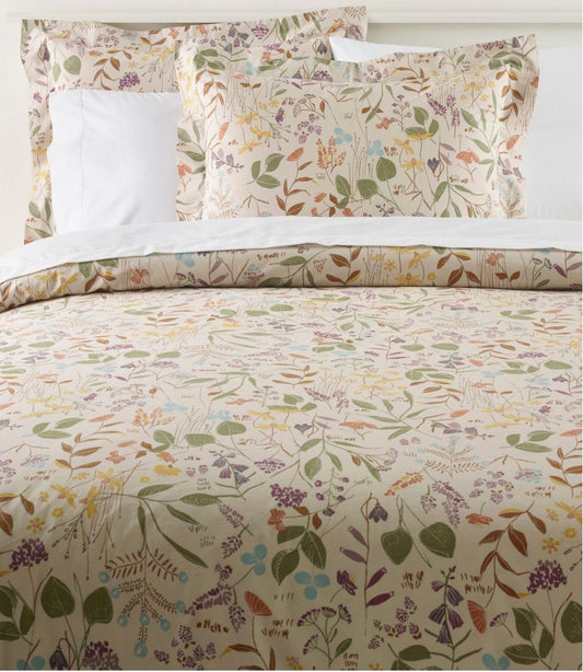 Birch Floral Percale Comforter Cover Collection L.L.Bean New