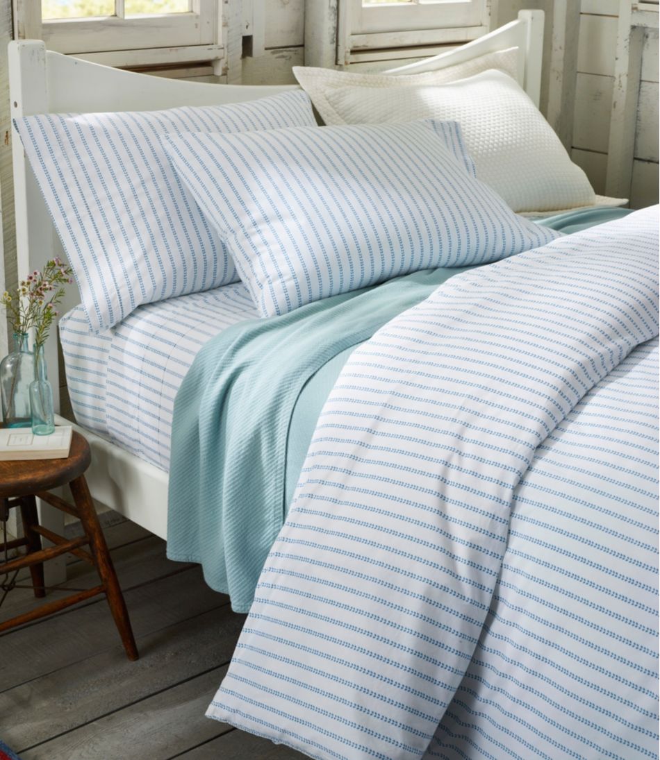 Sunwashed Percale Comforter Cover, Stripe Leaf L.L.Bean Featured