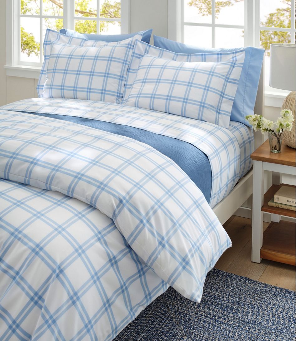 280-Thread-Count Pima Cotton Percale Comforter Cover Collection, Windowpane L.L.Bean Featured