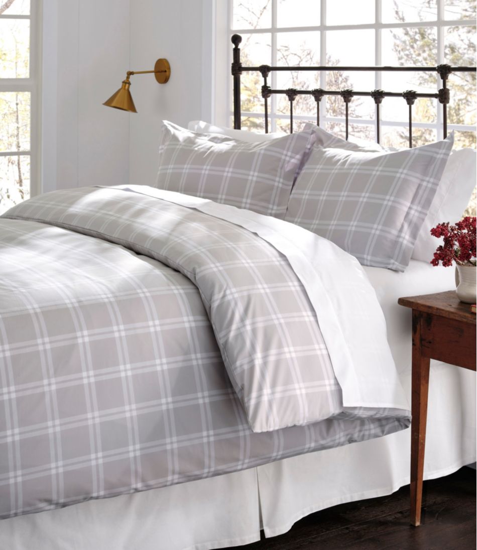 280-Thread-Count Pima Cotton Percale Comforter Cover Collection, Windowpane L.L.Bean Featured