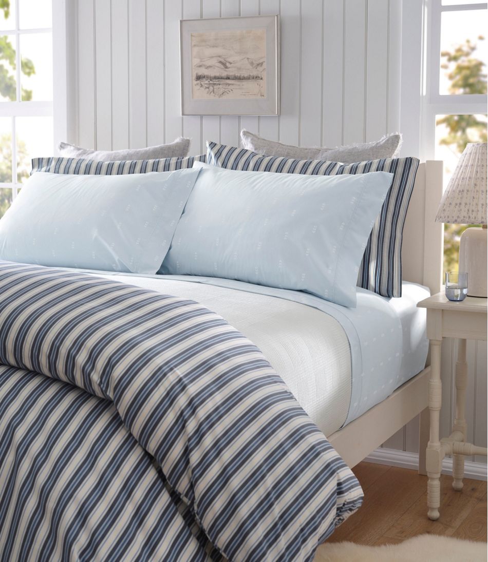 Sunwashed Percale Comforter Cover, Stripe L.L.Bean Popular