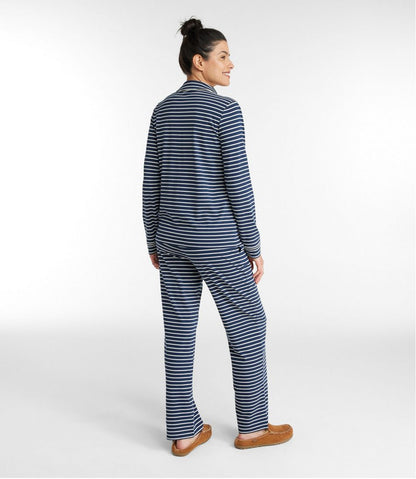 Women's Super-Soft Shrink-Free Button Front Pajama Set, Stripe L.L.Bean Classic
