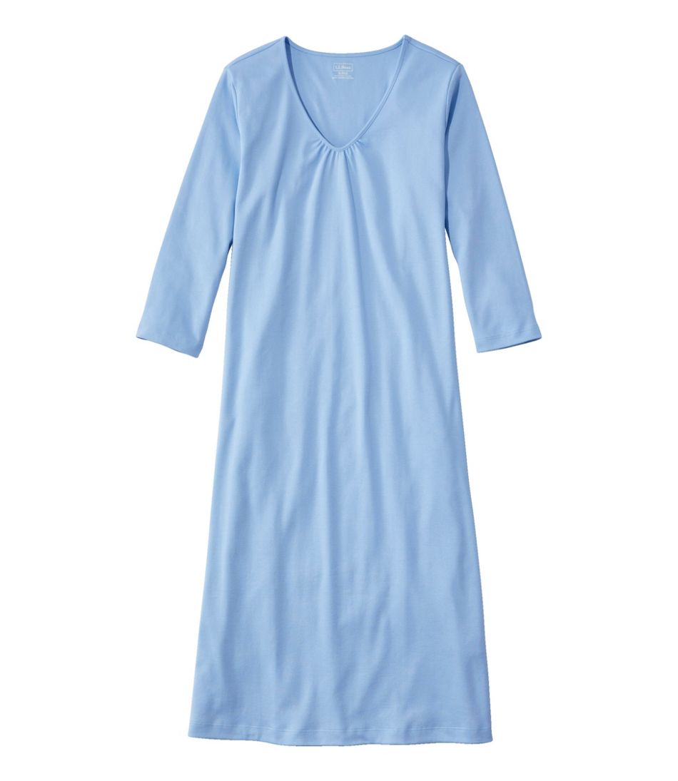 Women's Supima Cotton Nightgown, V-Neck Three-Quarter-Sleeve L.L.Bean Everyday