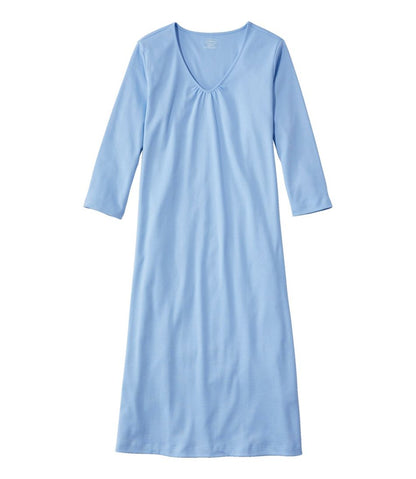 Women's Supima Cotton Nightgown, V-Neck Three-Quarter-Sleeve L.L.Bean Everyday