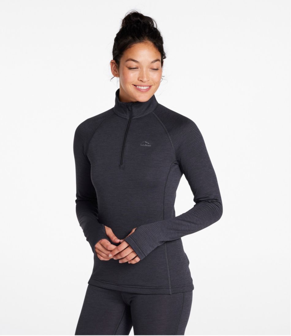 Women's L.L.Bean Midweight Base Layer Crew Top, 1/4 Zip L.L.Bean Featured