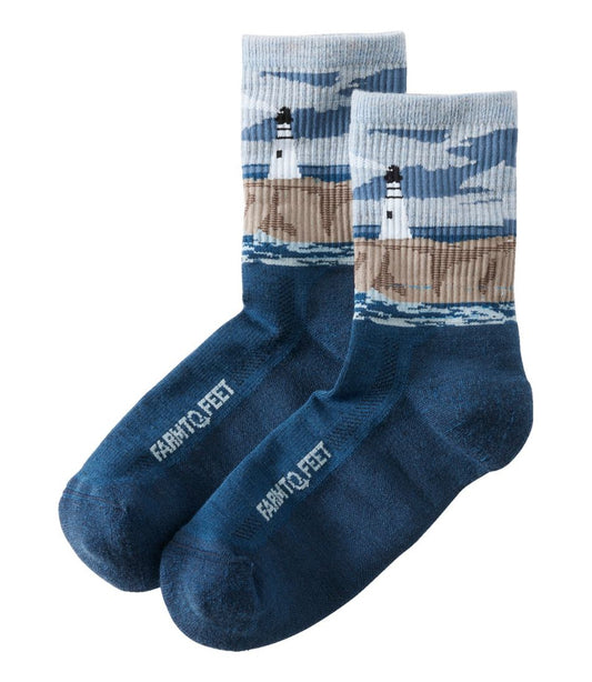 Adults' Farm to Feet Cape Headlight Lighthouse Light Cushion 3/4 Crew Socks L.L.Bean Everyday