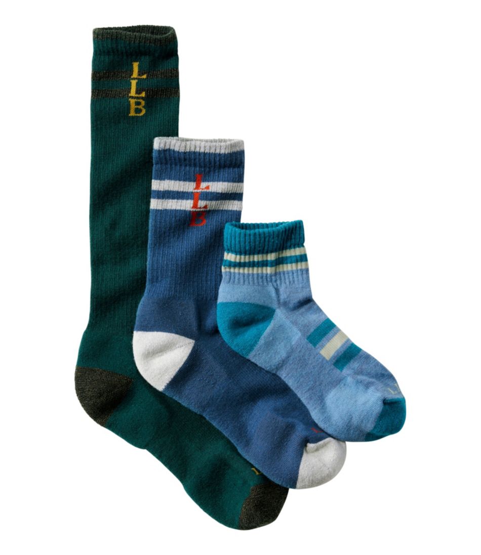 Adults' Katahdin Hiker Socks, 1/4 Crew Stripe L.L.Bean Popular
