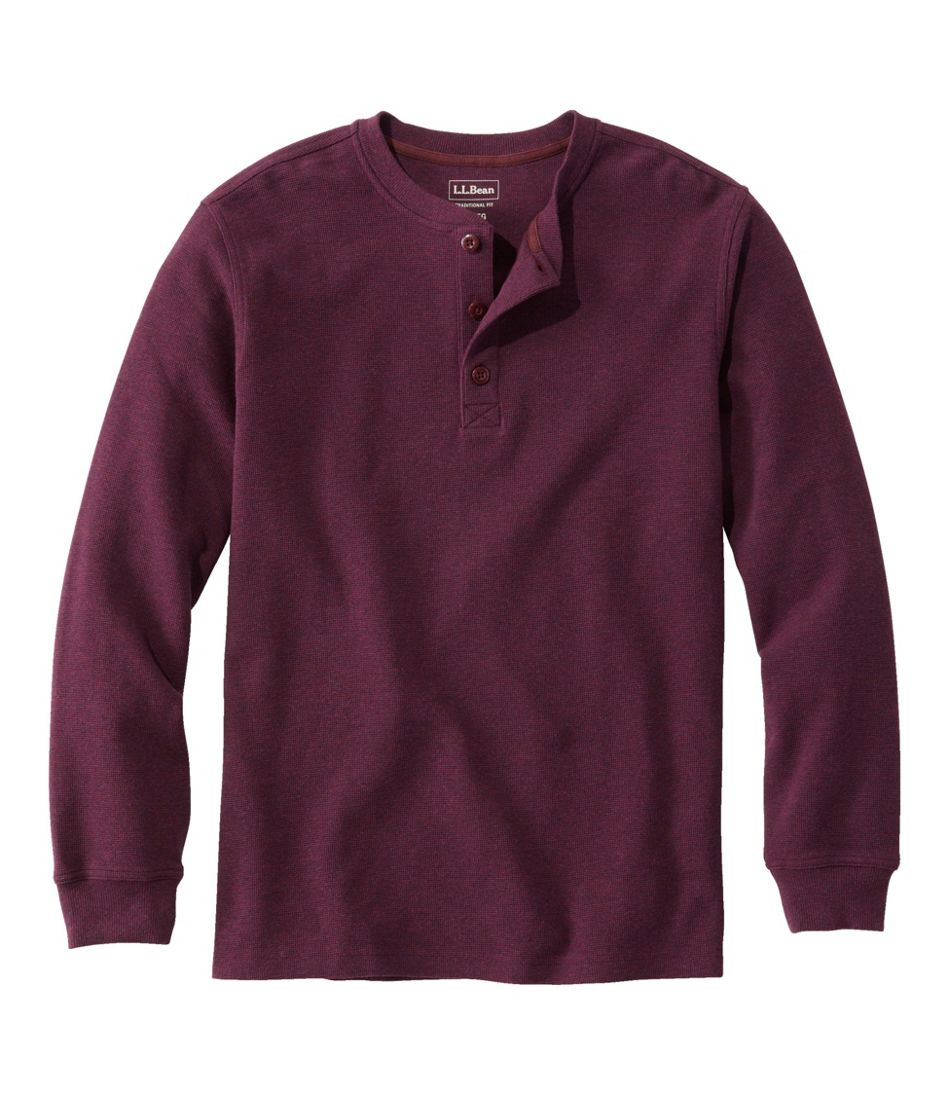 Men's Unshrinkable Mini-Waffle Henley, Long-Sleeve Traditional Fit L.L.Bean Top Pick