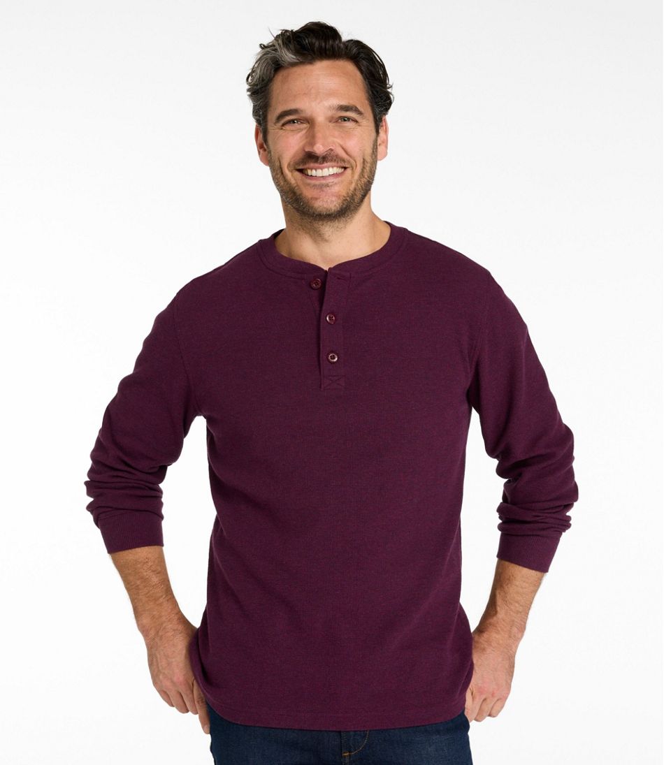 Men's Unshrinkable Mini-Waffle Henley, Long-Sleeve Traditional Fit L.L.Bean Top Pick