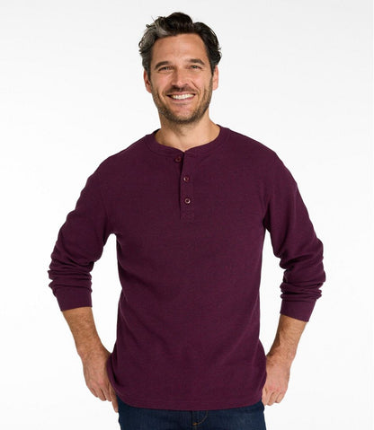 Men's Unshrinkable Mini-Waffle Henley, Long-Sleeve Traditional Fit L.L.Bean Top Pick