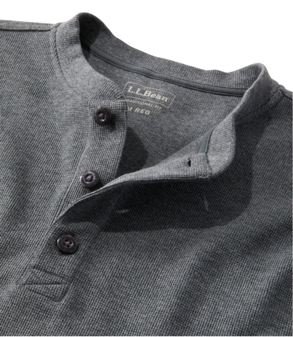 Men's Unshrinkable Mini-Waffle Henley, Long-Sleeve Traditional Fit L.L.Bean Top Pick