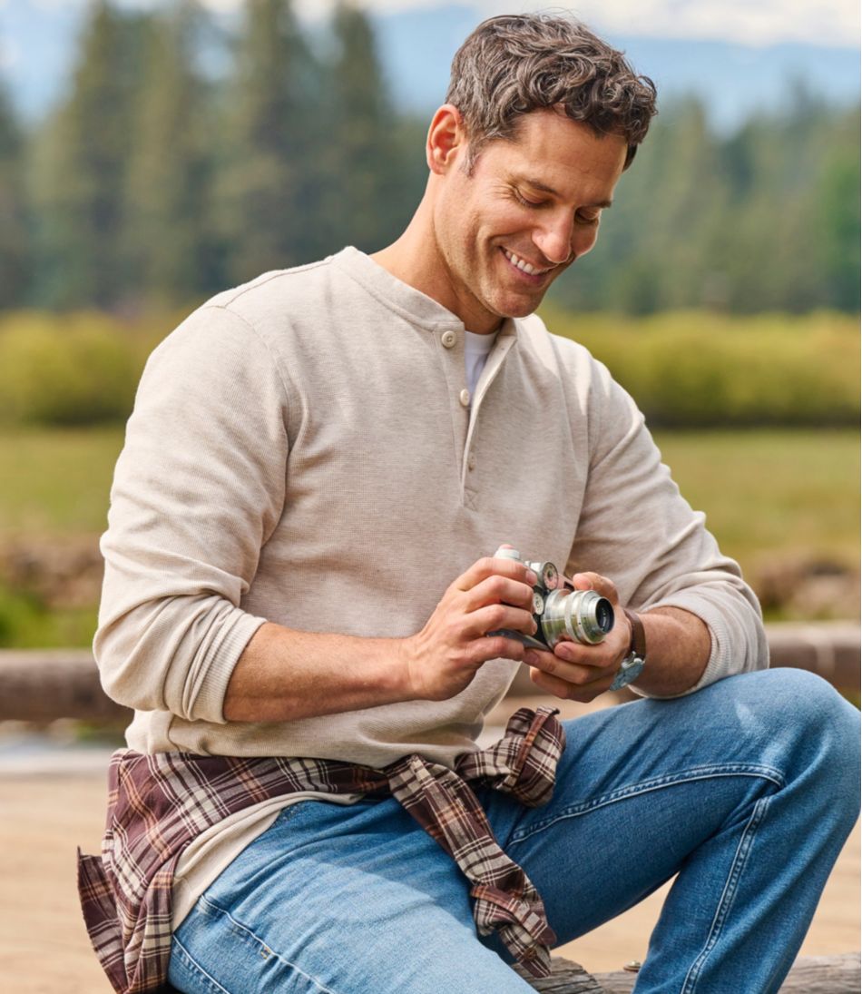 Men's Unshrinkable Mini-Waffle Henley, Long-Sleeve Traditional Fit L.L.Bean Top Pick