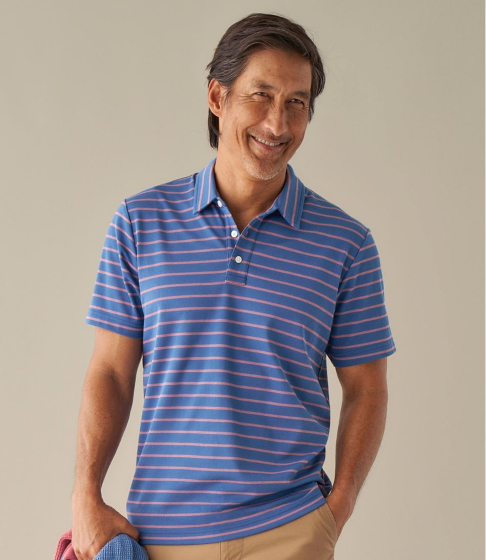 Men's Comfort Stretch Performance® Polo, Short-Sleeve, Slightly Fitted, Stripe L.L.Bean Essential