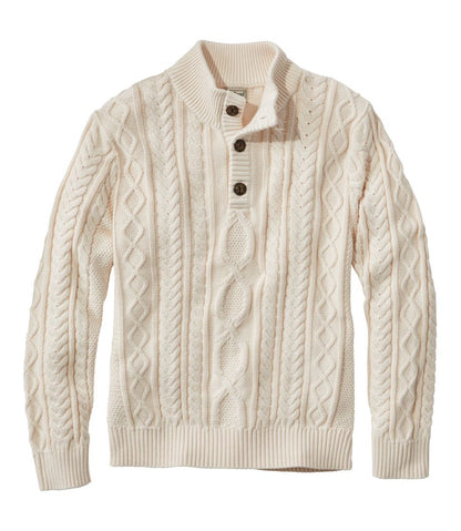 Men's Bean's Heritage Soft Cotton Fisherman Sweater, Button-Mock L.L.Bean Featured