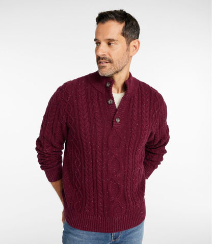 Men's Bean's Heritage Soft Cotton Fisherman Sweater, Button-Mock L.L.Bean Featured