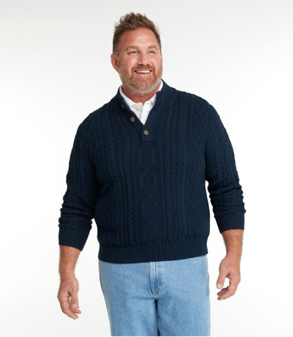 Men's Bean's Heritage Soft Cotton Fisherman Sweater, Button-Mock L.L.Bean Featured
