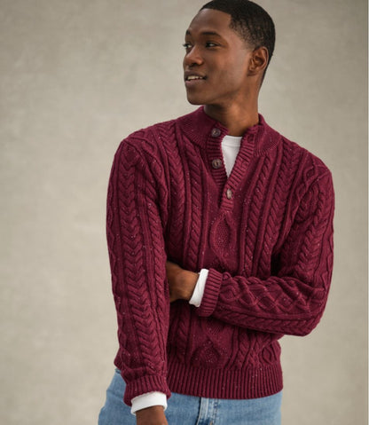 Men's Bean's Heritage Soft Cotton Fisherman Sweater, Button-Mock L.L.Bean Featured