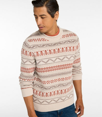 Men's L.L.Bean Organic Cotton Waffle Sweater, Crewneck, Fair Isle L.L.Bean Classic