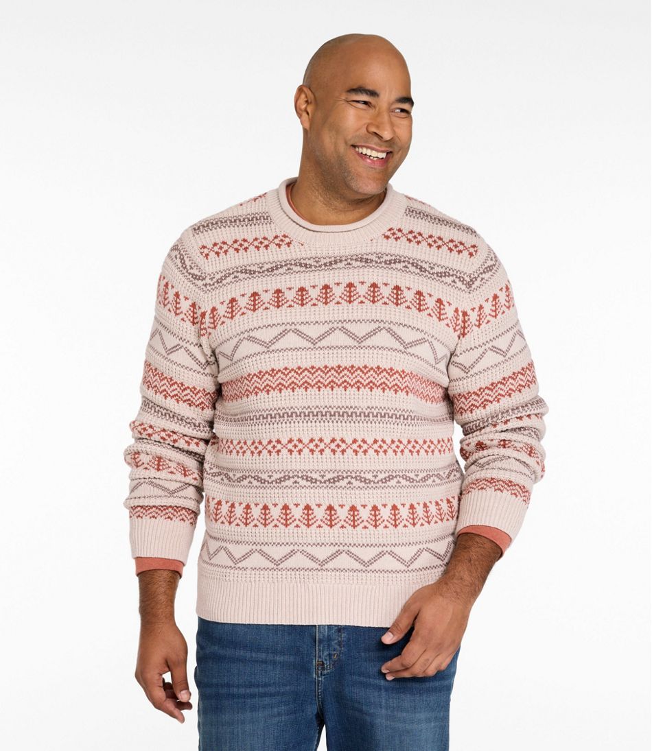 Men's L.L.Bean Organic Cotton Waffle Sweater, Crewneck, Fair Isle L.L.Bean Classic