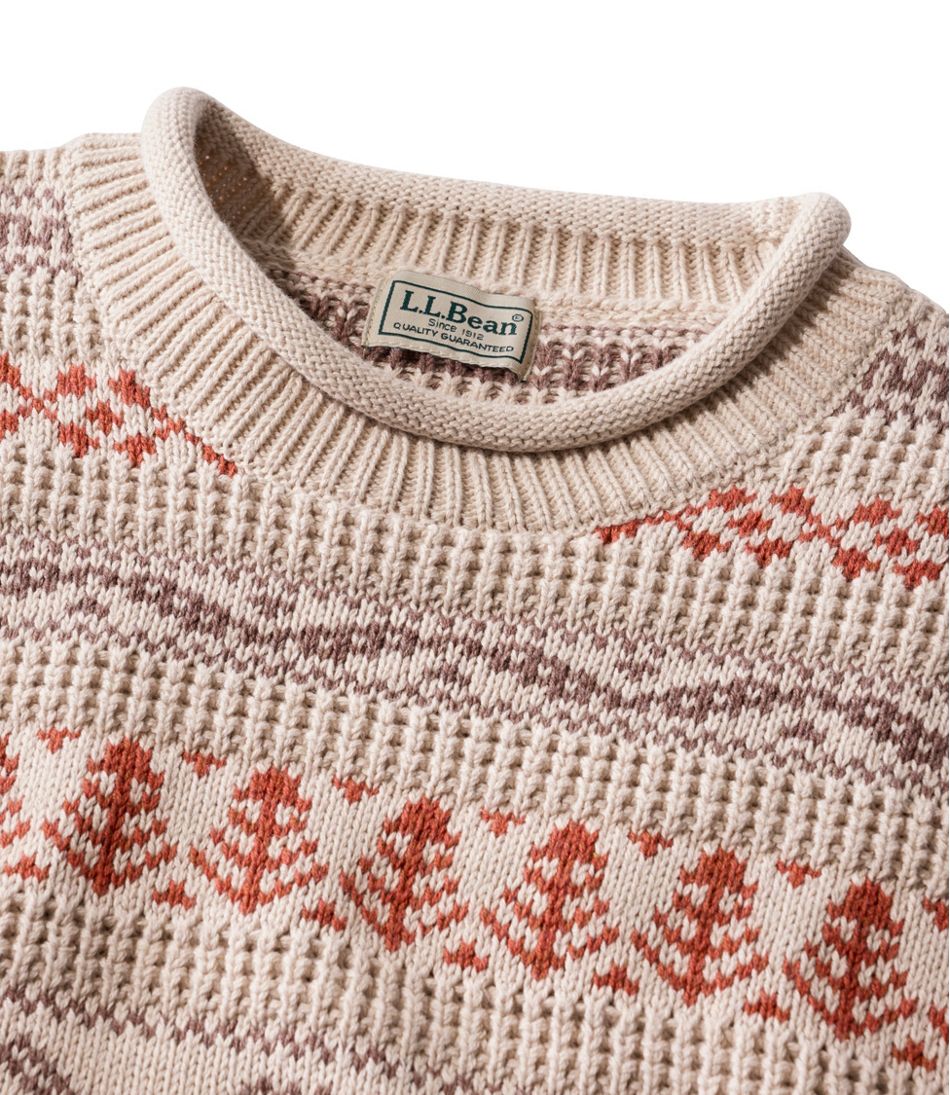 Men's L.L.Bean Organic Cotton Waffle Sweater, Crewneck, Fair Isle L.L.Bean Classic
