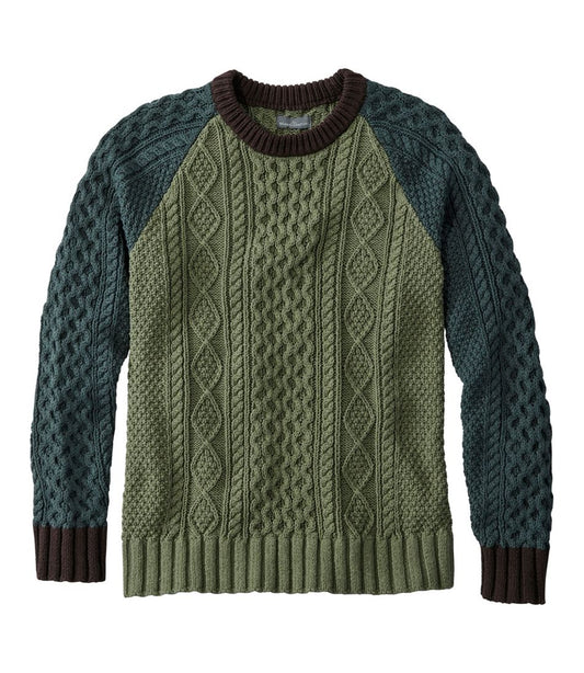 Men's Signature Cotton Fisherman Sweater, Crewneck, Colorblock L.L.Bean Featured