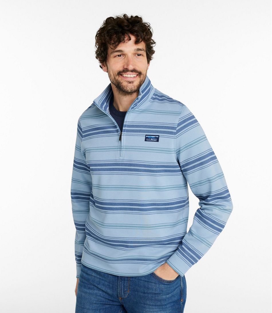Men's Comfort Stretch Performance® Piqué, Quarter-Zip Pullover, Stripe L.L.Bean Value