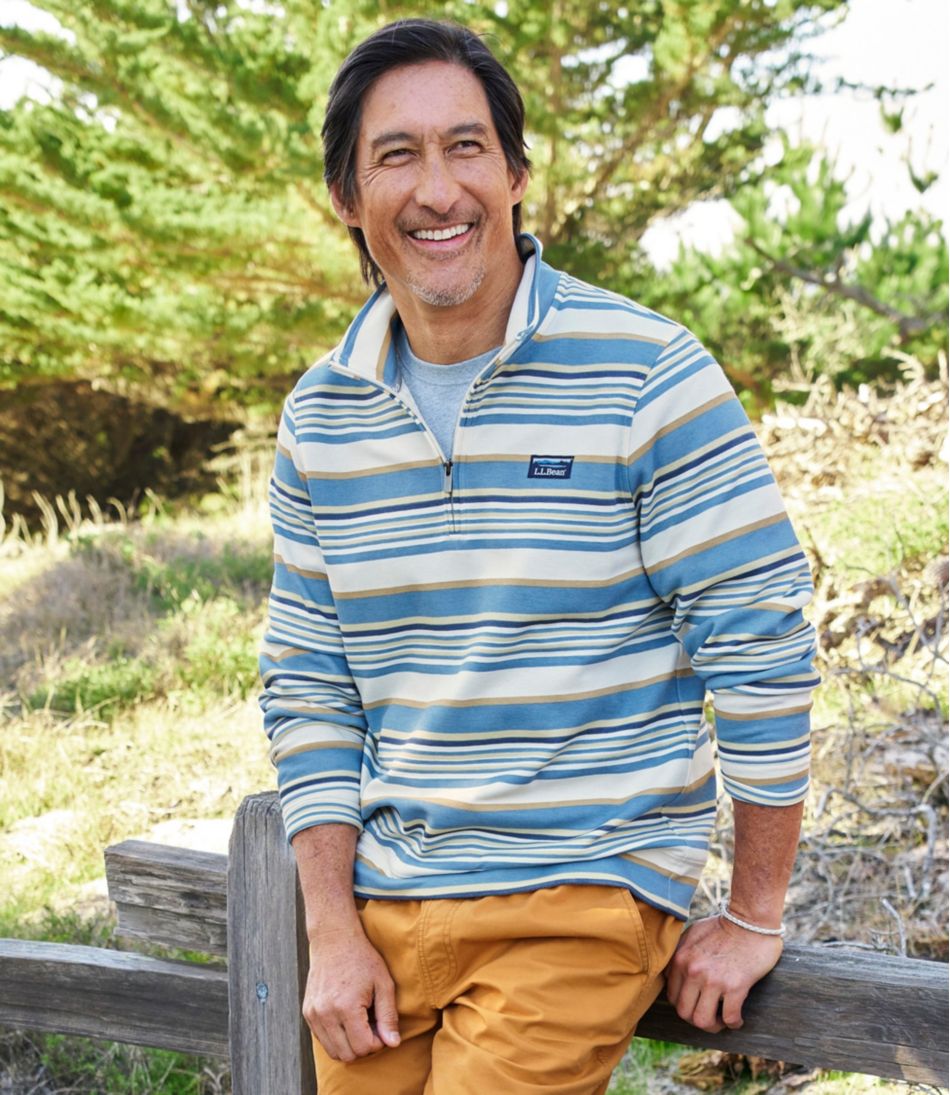 Men's Comfort Stretch Performance® Piqué, Quarter-Zip Pullover, Stripe L.L.Bean Value