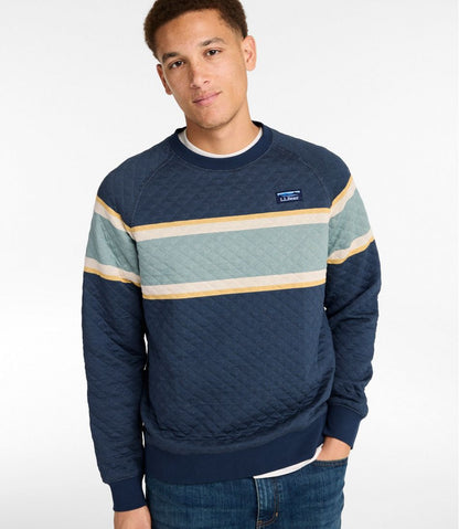 Men's Quilted Sweatshirt, Crewneck, Stripe L.L.Bean Featured