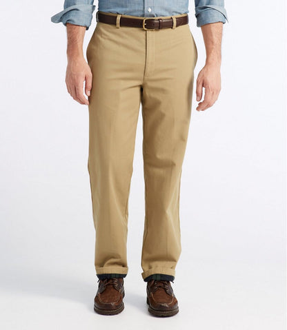 Men's Double L® Chinos, Natural Fit, Plain Front, Flannel-Lined L.L.Bean Featured