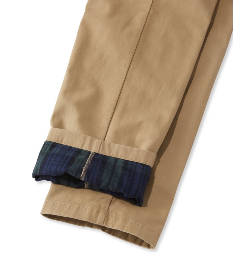 Men's Double L® Chinos, Natural Fit, Plain Front, Flannel-Lined L.L.Bean Featured