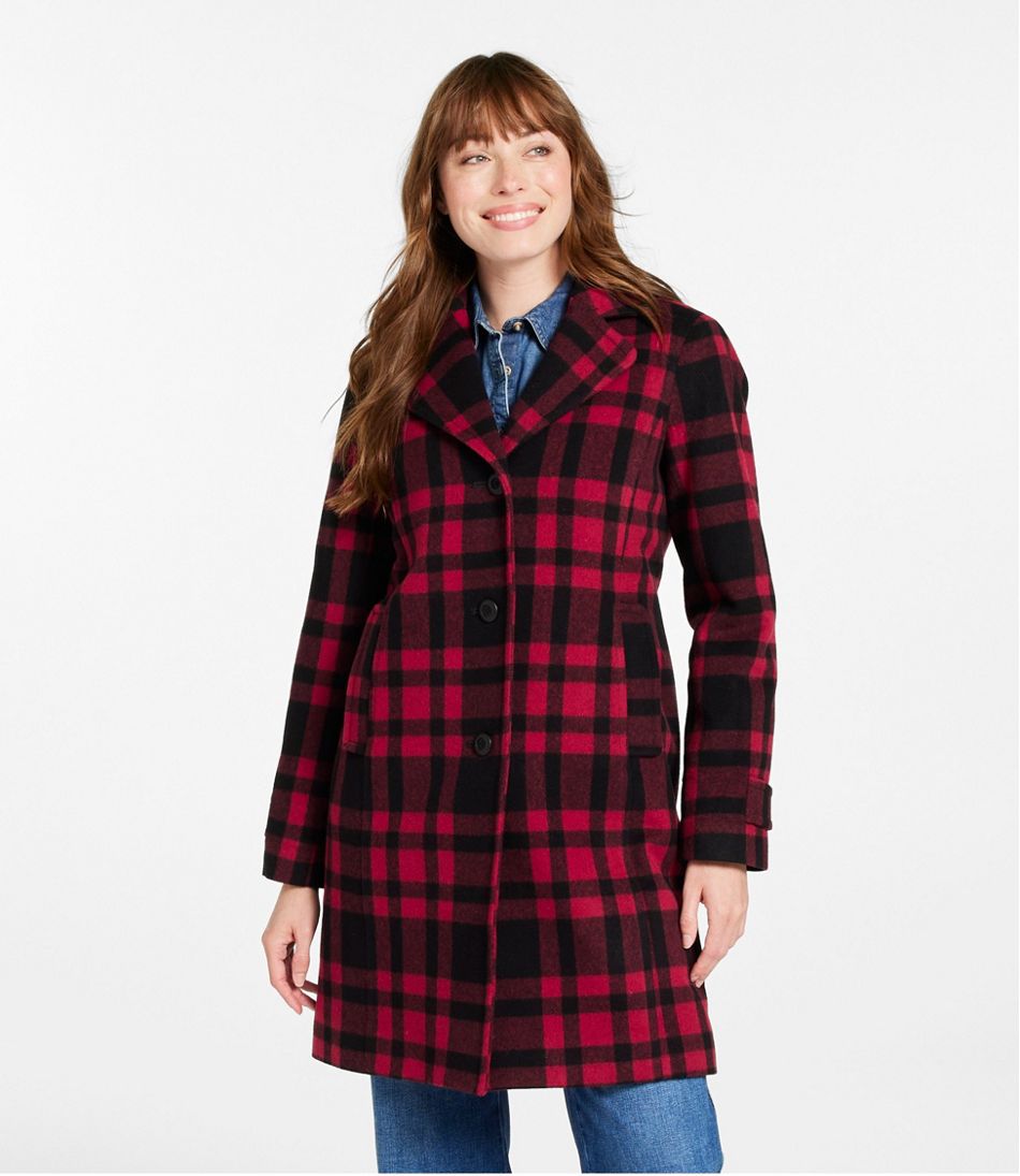 Women's Classic Lambswool Polo Coat, Three-Quarter, Pattern L.L.Bean Classic