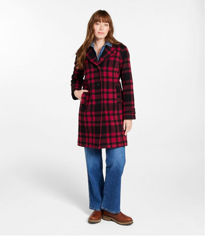 Women's Classic Lambswool Polo Coat, Three-Quarter, Pattern L.L.Bean Classic