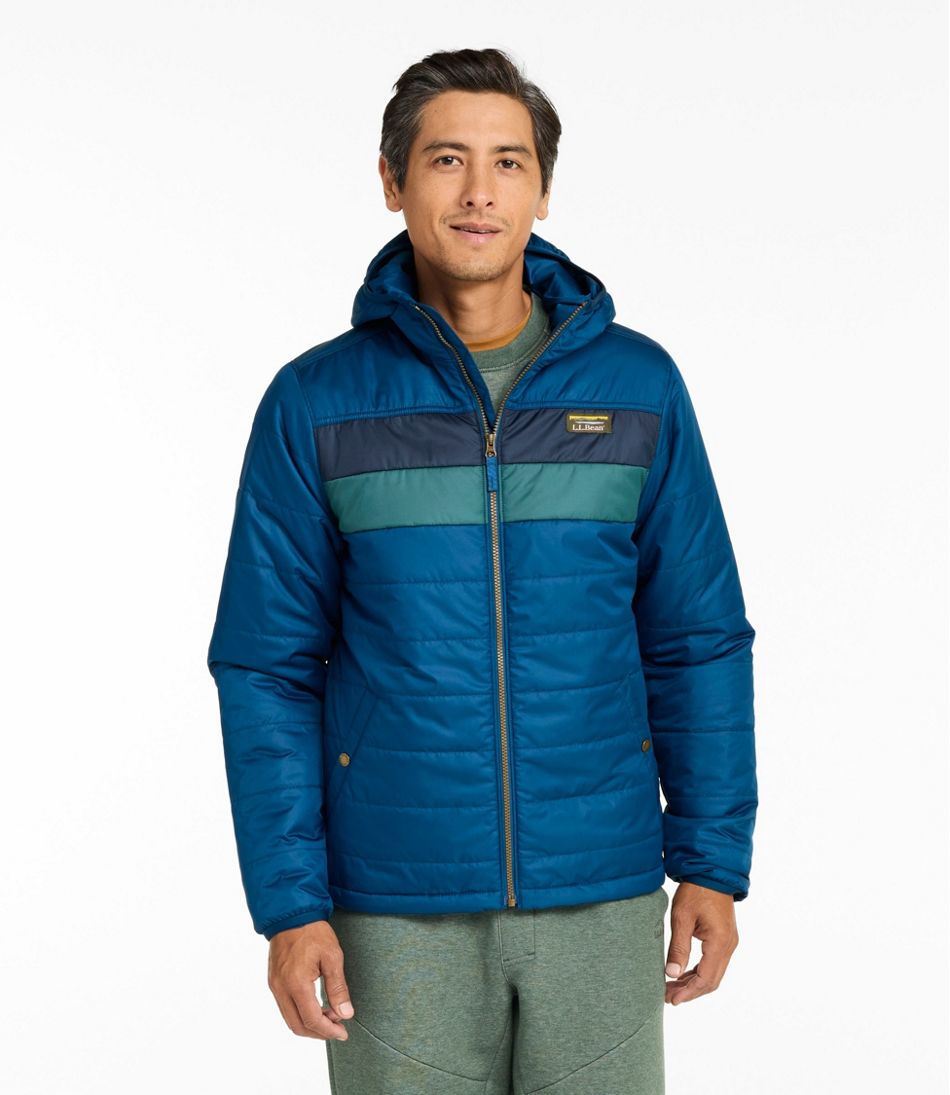 Men's Mountain Classic Puffer Hooded Jacket, Colorblock L.L.Bean Value