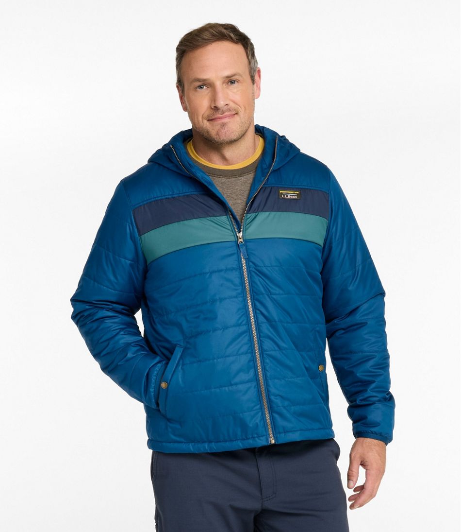 Men's Mountain Classic Puffer Hooded Jacket, Colorblock L.L.Bean Value