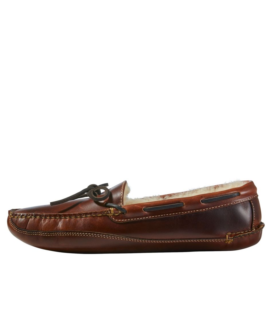 Men's Leather Double-Sole Slippers, Shearling-Lined L.L.Bean Classic