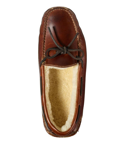 Men's Leather Double-Sole Slippers, Shearling-Lined L.L.Bean Classic