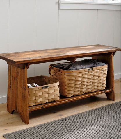 Rustic Wooden Mudroom Bench, Large L.L.Bean New