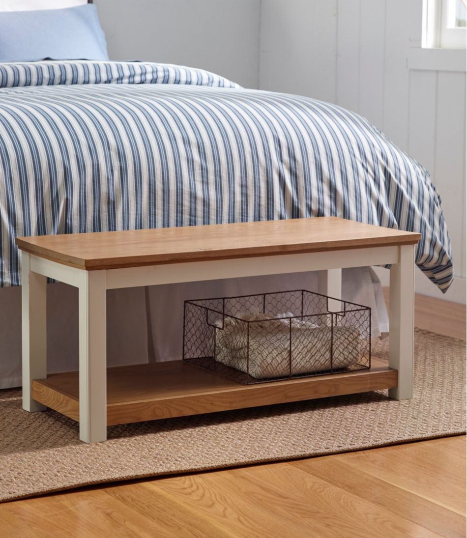 Painted Farmhouse Bench, Wood Top L.L.Bean Classic